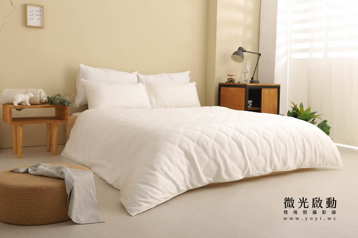 寢具商品攝影｜純白極簡雙人床包明亮臥室情境攝影 131