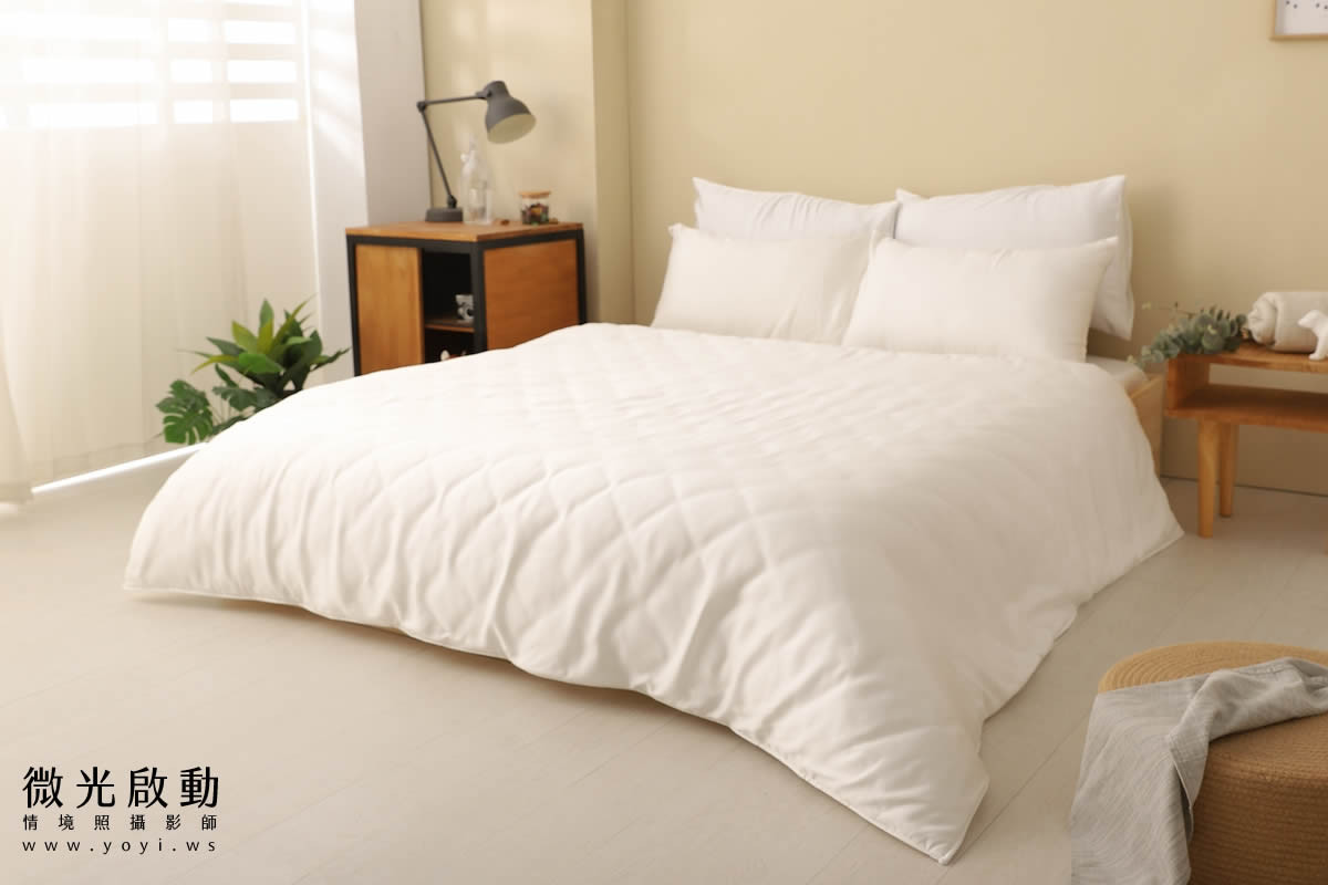 寢具商品攝影｜純白極簡雙人床包明亮臥室情境攝影 133