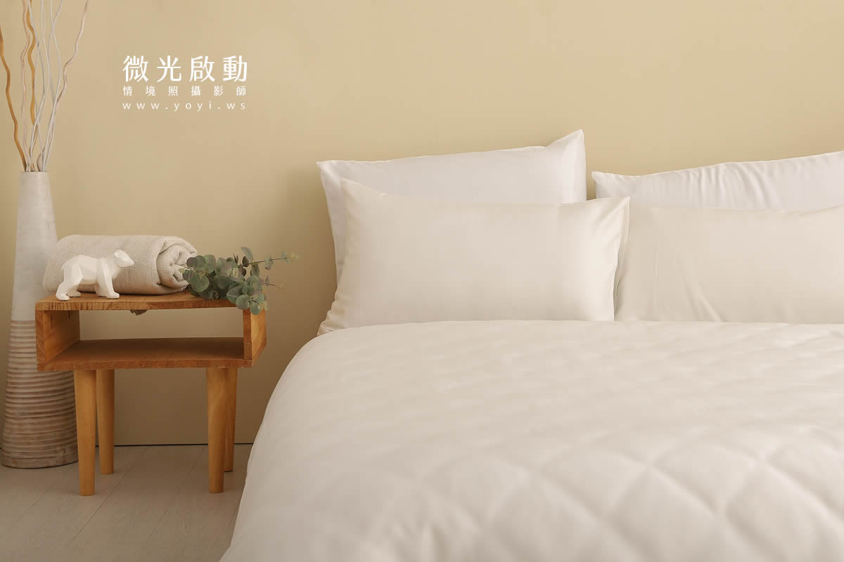 寢具商品攝影｜純白極簡雙人床包明亮臥室情境攝影 137