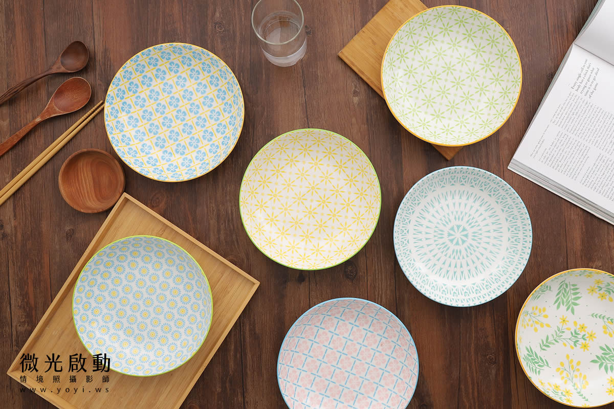 餐具商品攝影｜精緻圖騰餐具碗盤木質調俯拍情境攝影 3