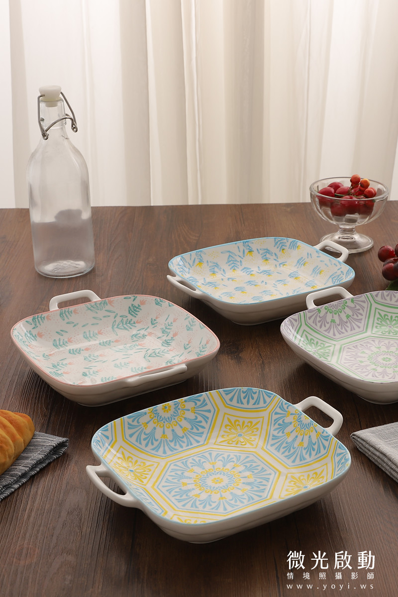 餐具商品攝影｜精緻圖騰餐具碗盤木質調俯拍情境攝影 5