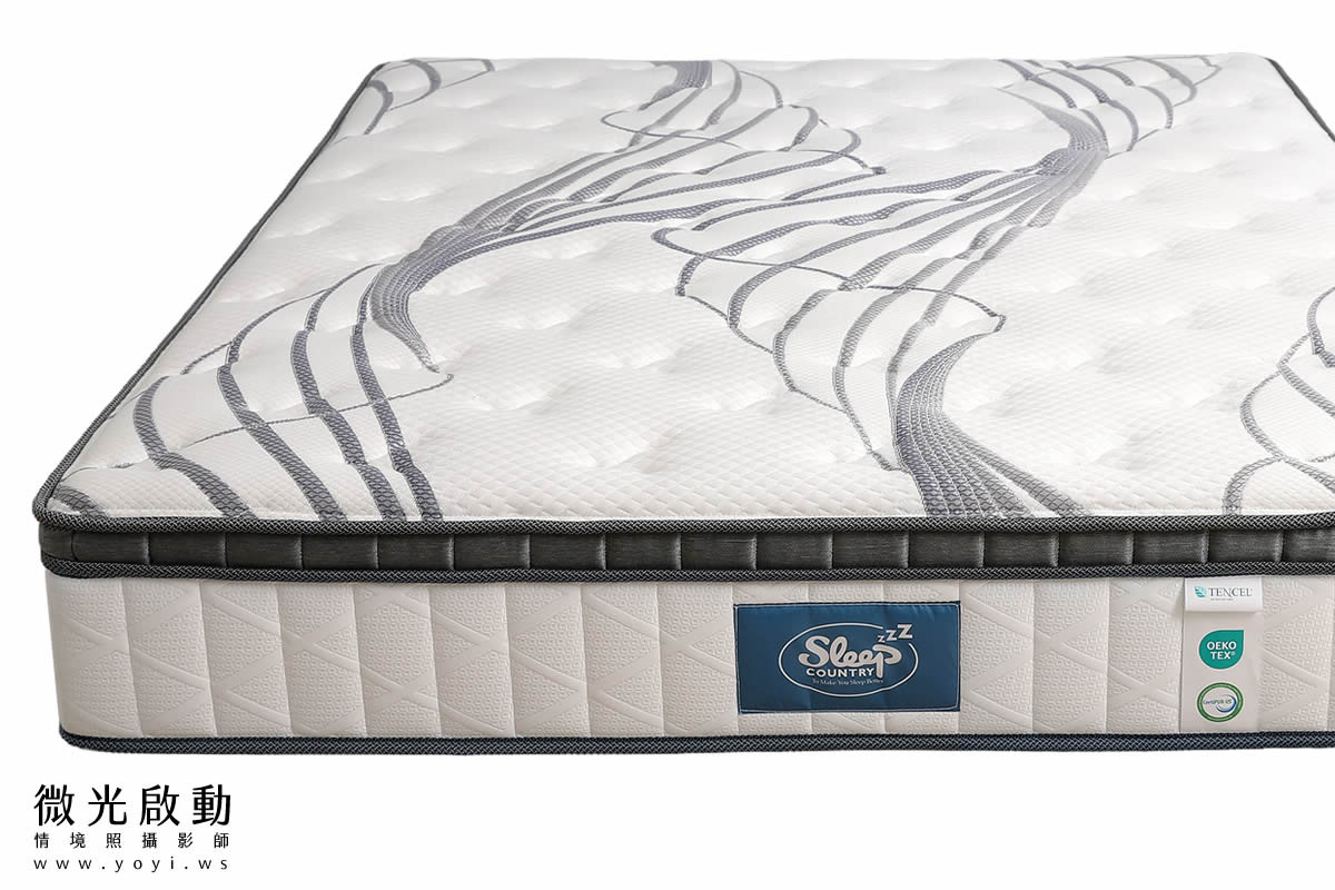 床墊家具攝影｜高支撐機能床墊與質感床架明亮情境攝影｜睡眠王國 3