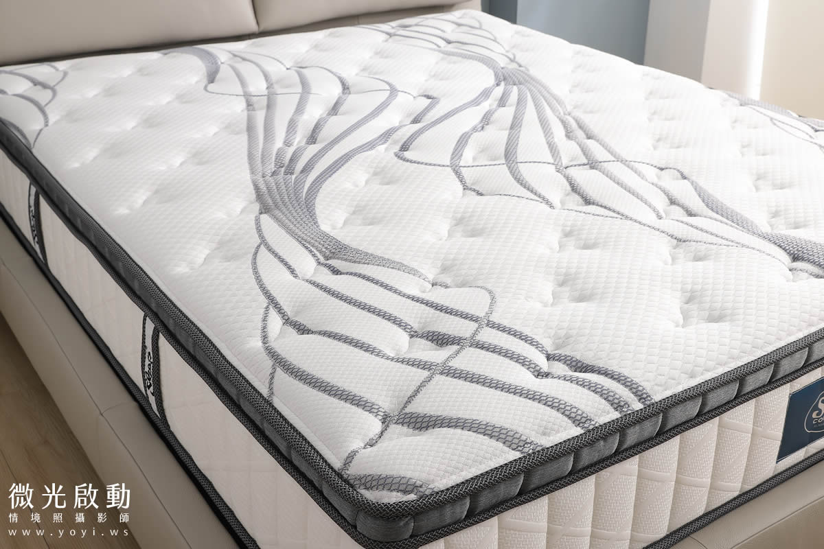 床墊家具攝影｜高支撐機能床墊與質感床架明亮情境攝影｜睡眠王國 11