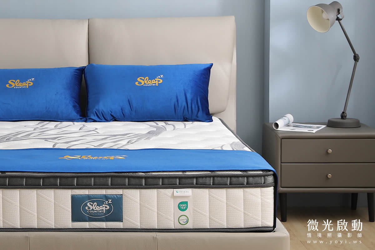 床墊家具攝影｜高支撐機能床墊與質感床架明亮情境攝影｜睡眠王國 13