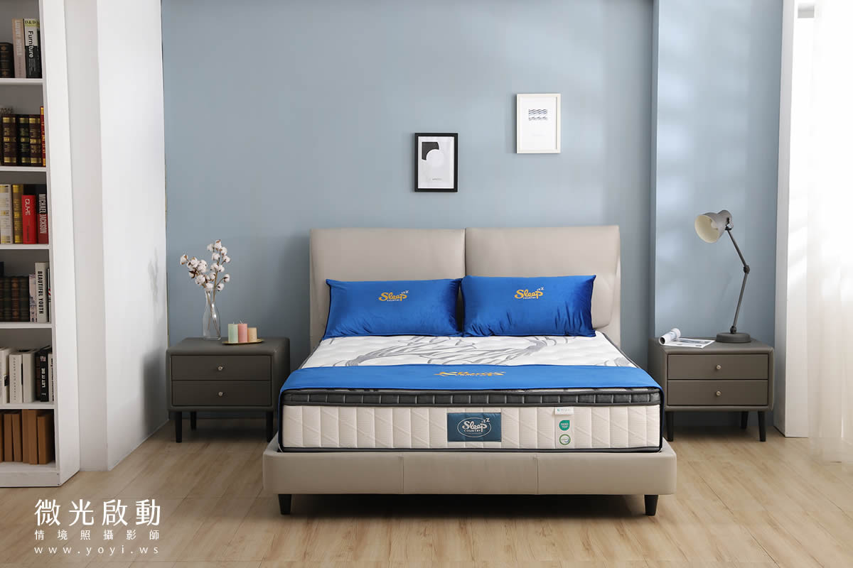 床墊家具攝影｜高支撐機能床墊與質感床架明亮情境攝影｜睡眠王國 19