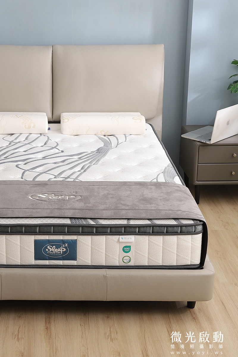 床墊家具攝影｜高支撐機能床墊與質感床架明亮情境攝影｜睡眠王國 23
