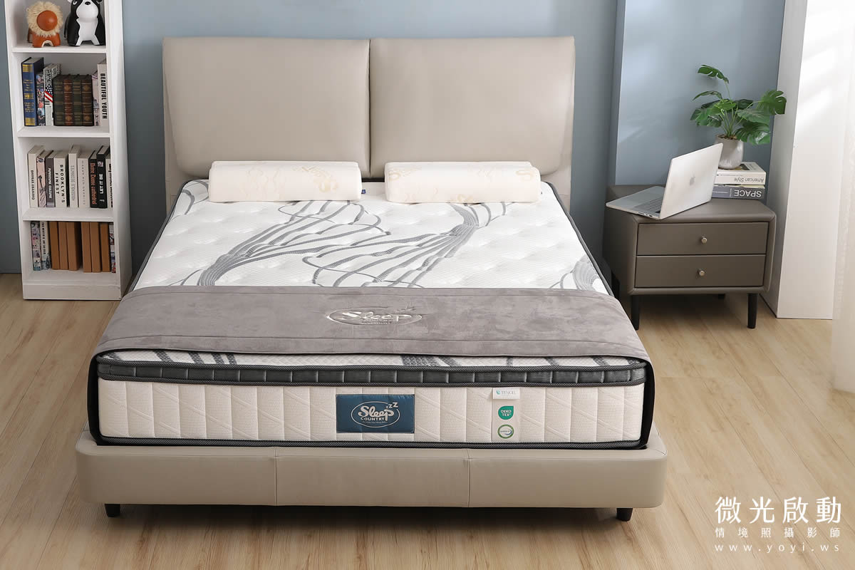 床墊家具攝影｜高支撐機能床墊與質感床架明亮情境攝影｜睡眠王國 25