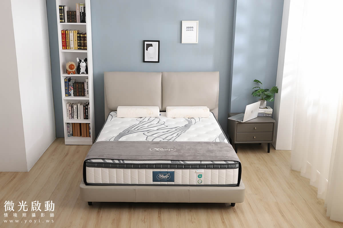 床墊家具攝影｜高支撐機能床墊與質感床架明亮情境攝影｜睡眠王國 29