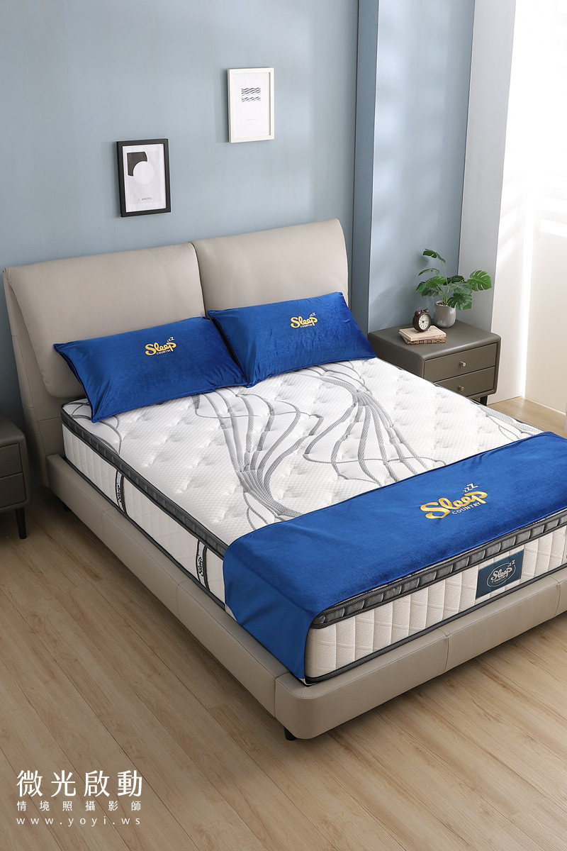 床墊家具攝影｜高支撐機能床墊與質感床架明亮情境攝影｜睡眠王國 35