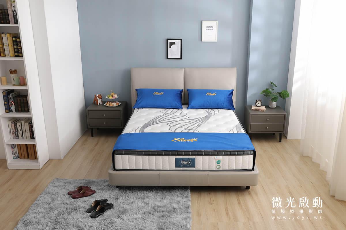 床墊家具攝影｜高支撐機能床墊與質感床架明亮情境攝影｜睡眠王國 47