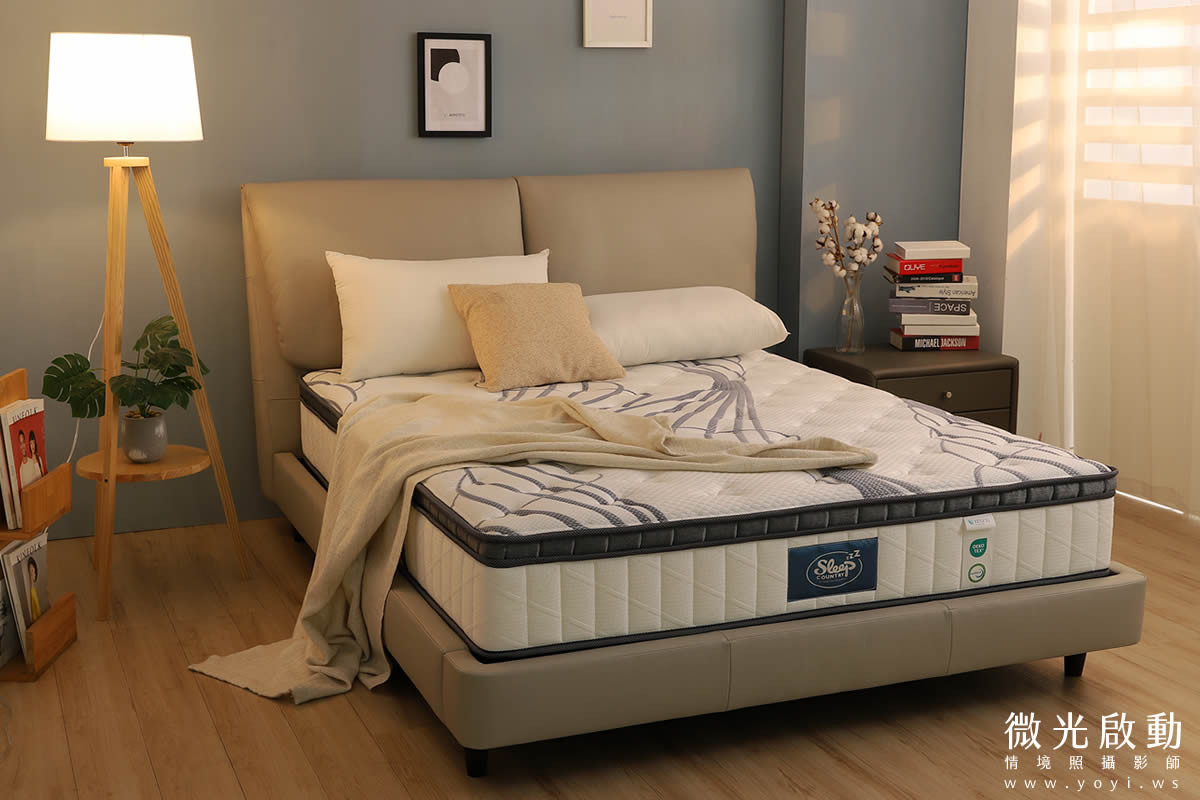 床墊家具攝影｜高支撐機能床墊與質感床架明亮情境攝影｜睡眠王國 51