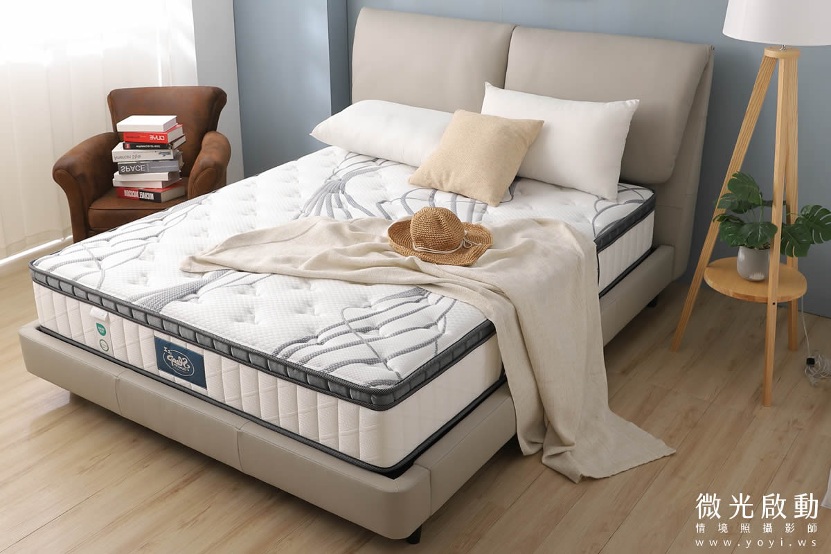床墊家具攝影｜高支撐機能床墊與質感床架明亮情境攝影｜睡眠王國 55