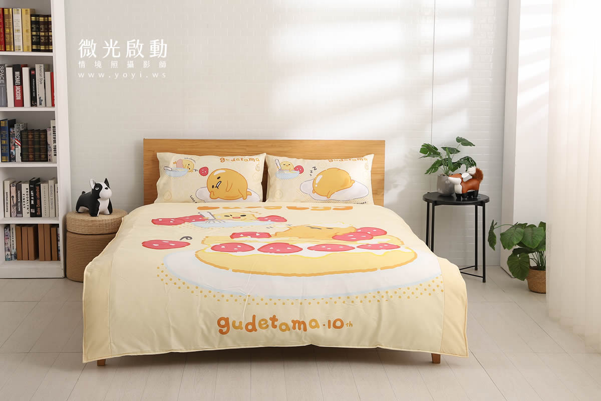 卡通聯名寢具攝影｜蛋黃哥慵懶風格雙人床包情境攝影 21