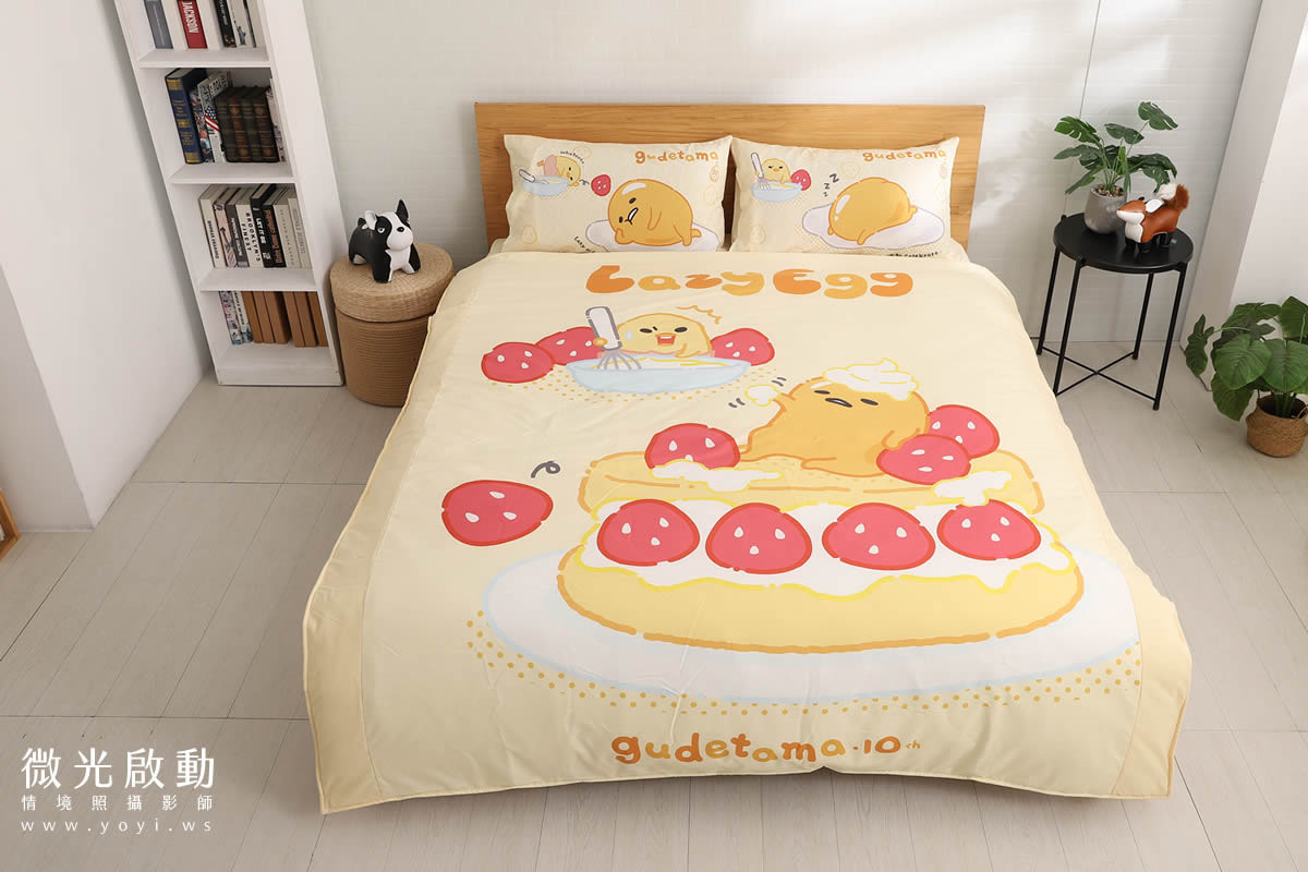 卡通聯名寢具攝影｜蛋黃哥慵懶風格雙人床包情境攝影 25