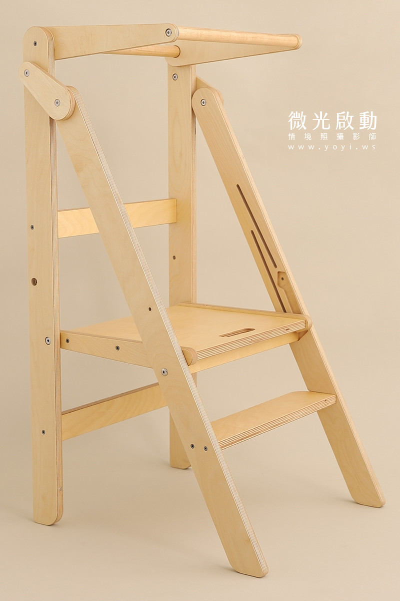 兒童家具攝影｜木質兒童學習塔盥洗情境攝影 1
