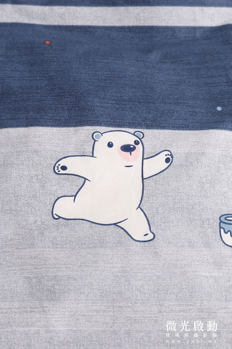 寢具商品攝影｜童趣北極熊圖騰雙人床包情境攝影 7