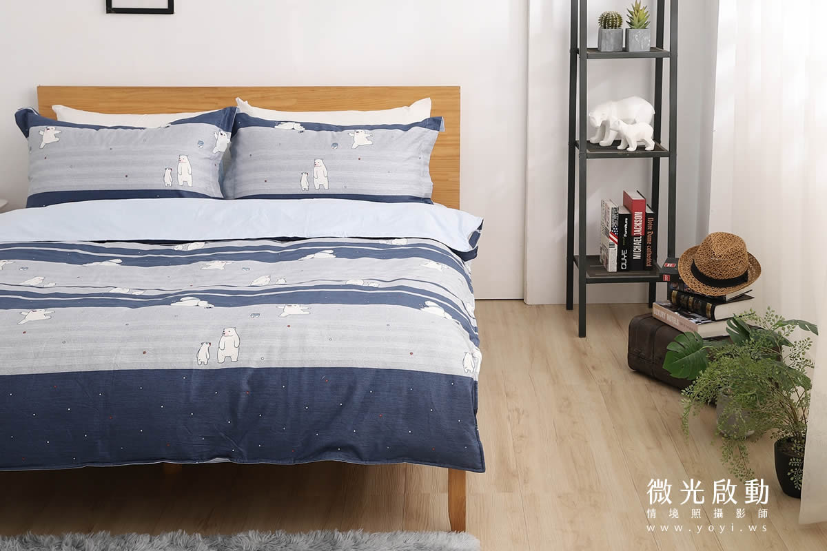 寢具商品攝影｜童趣北極熊圖騰雙人床包情境攝影 45