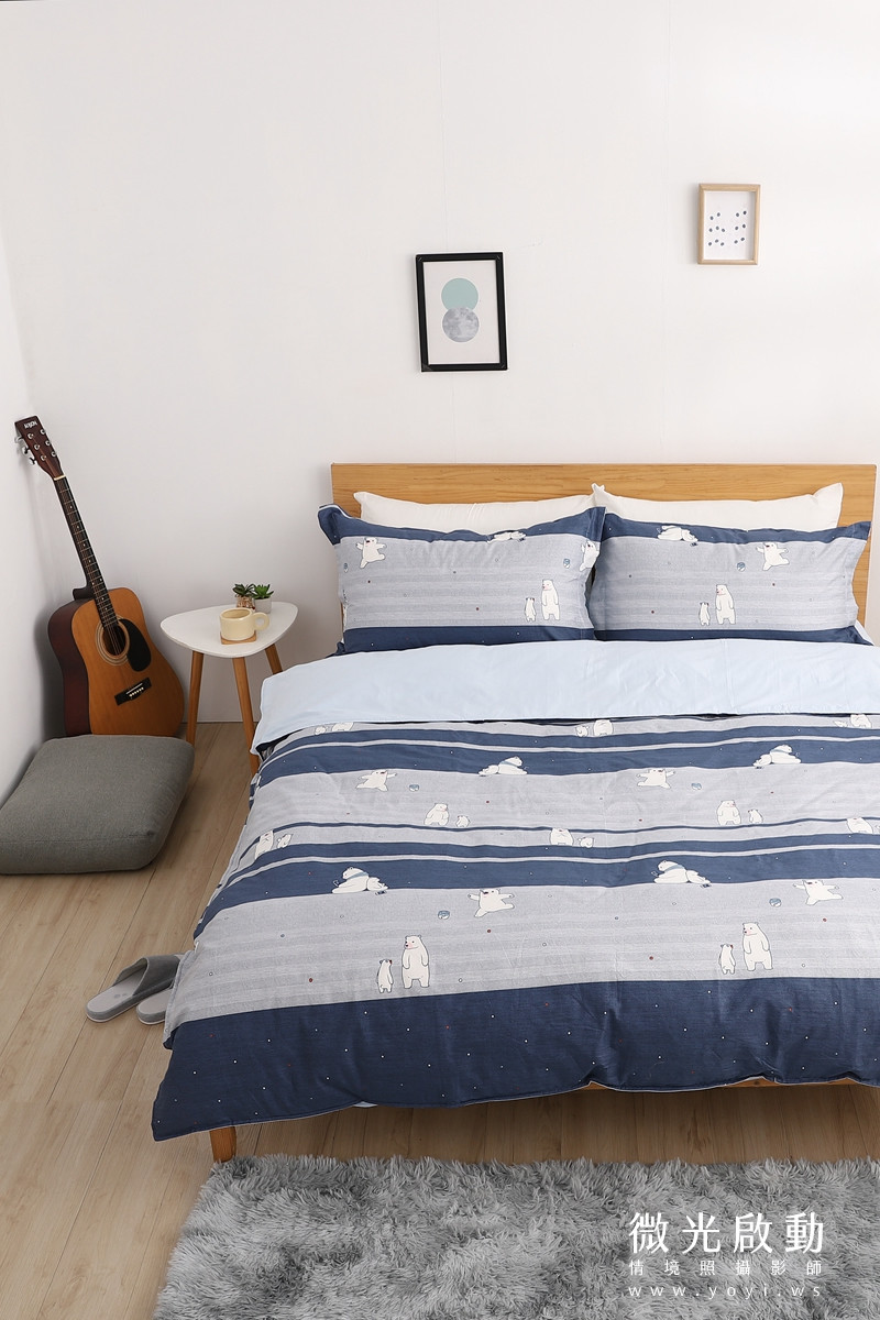 寢具商品攝影｜童趣北極熊圖騰雙人床包情境攝影 99