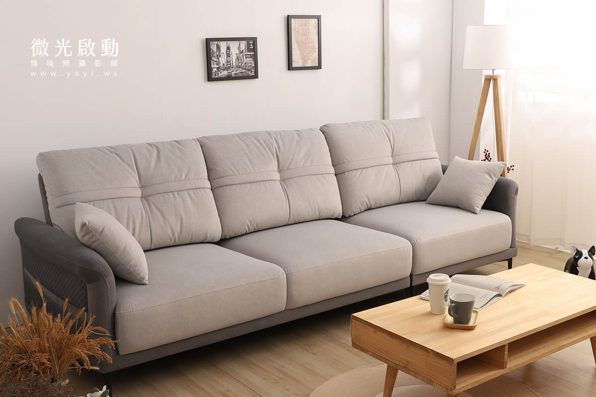 沙發商品攝影｜灰色質感布沙發溫馨客廳情境攝影 119