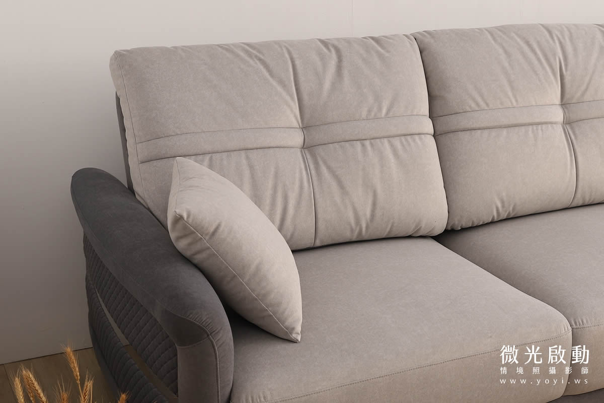 沙發商品攝影｜灰色質感布沙發溫馨客廳情境攝影 131