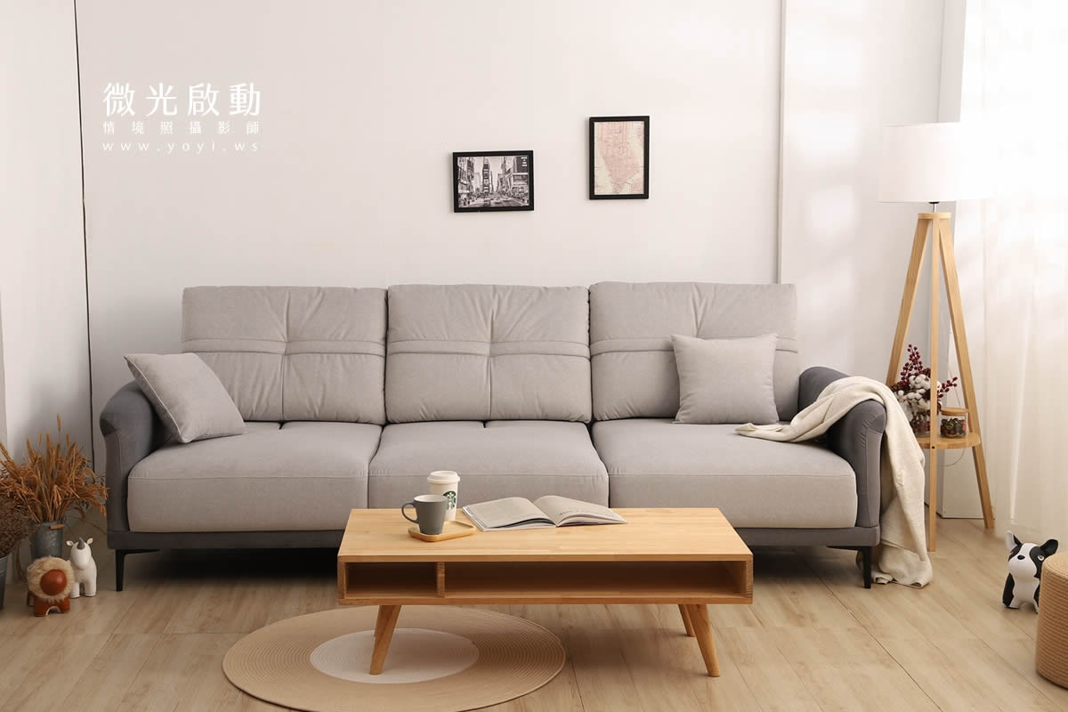 沙發商品攝影｜灰色質感布沙發溫馨客廳情境攝影 149