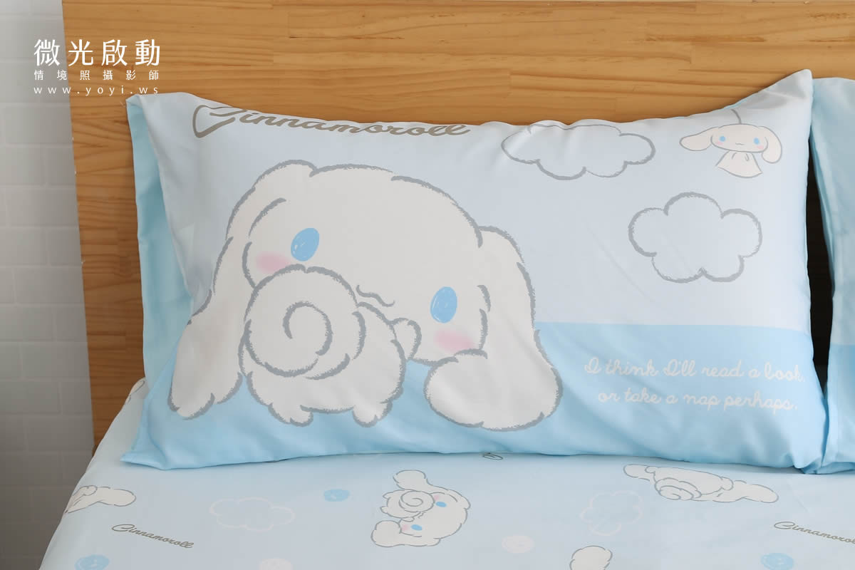 大耳狗寢具攝影｜大耳狗水藍色童趣雙人床包情境攝影｜床的嫁紗 11