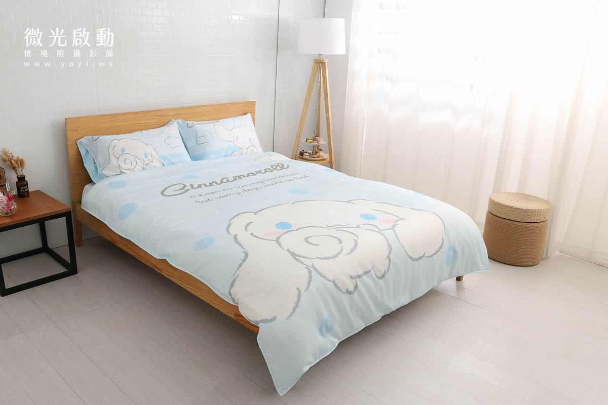 大耳狗寢具攝影｜大耳狗水藍色童趣雙人床包情境攝影｜床的嫁紗 17