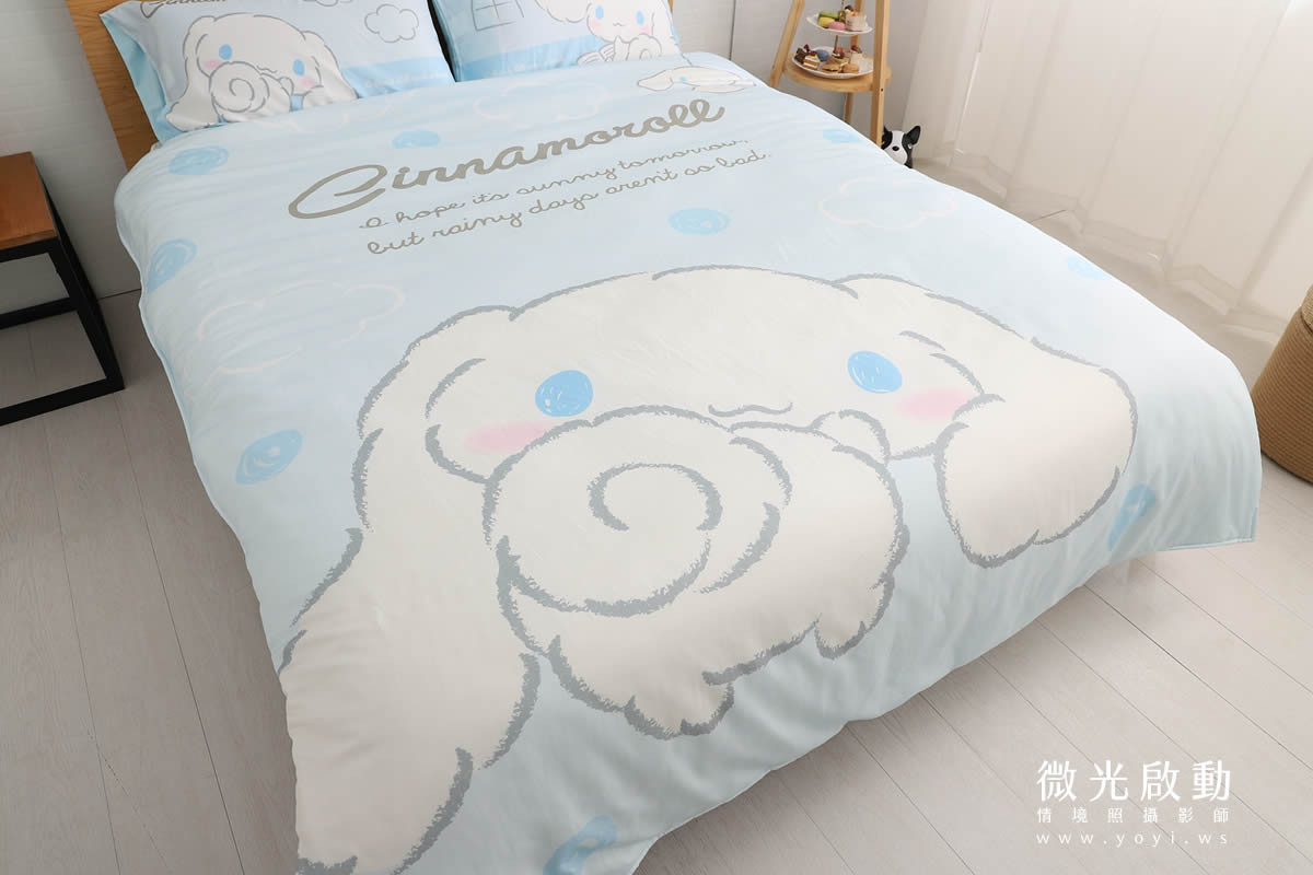 大耳狗寢具攝影｜大耳狗水藍色童趣雙人床包情境攝影｜床的嫁紗 19