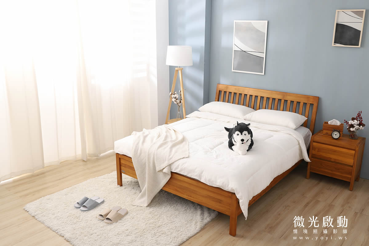 家具商品攝影｜溫潤柚木雙人床架臥室情境攝影｜歐克斯柚木 7