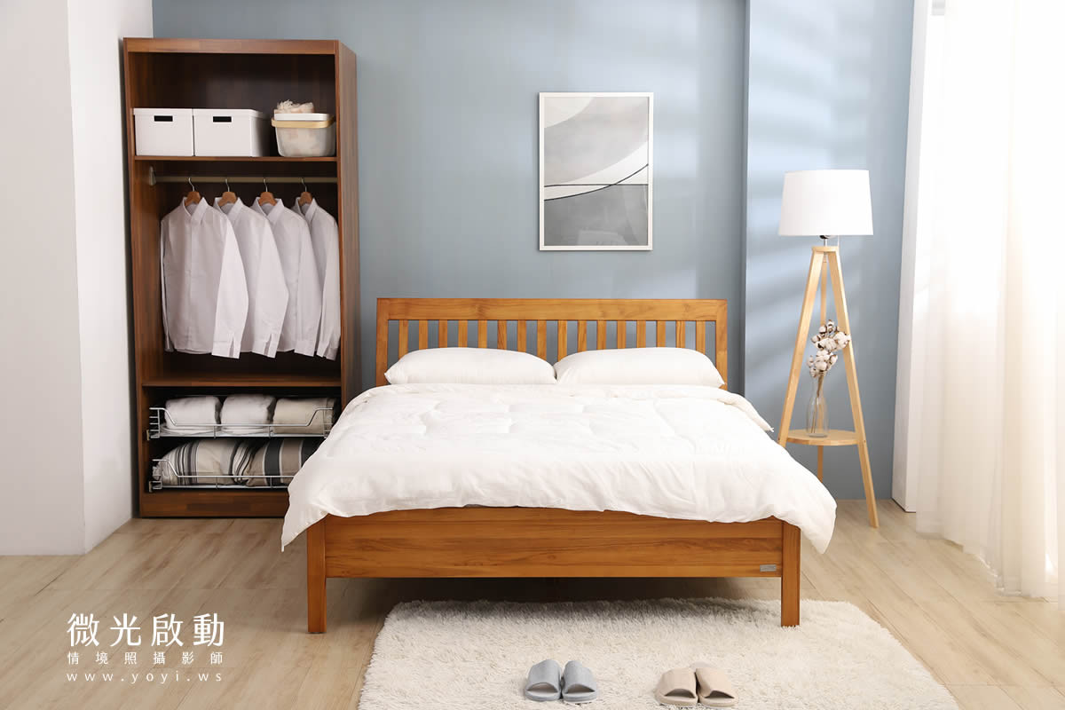 家具商品攝影｜溫潤柚木雙人床架臥室情境攝影｜歐克斯柚木 11