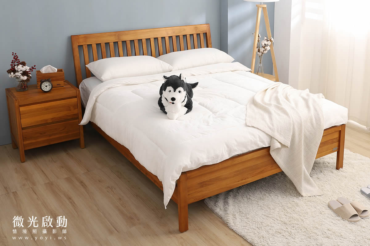 家具商品攝影｜溫潤柚木雙人床架臥室情境攝影｜歐克斯柚木 19