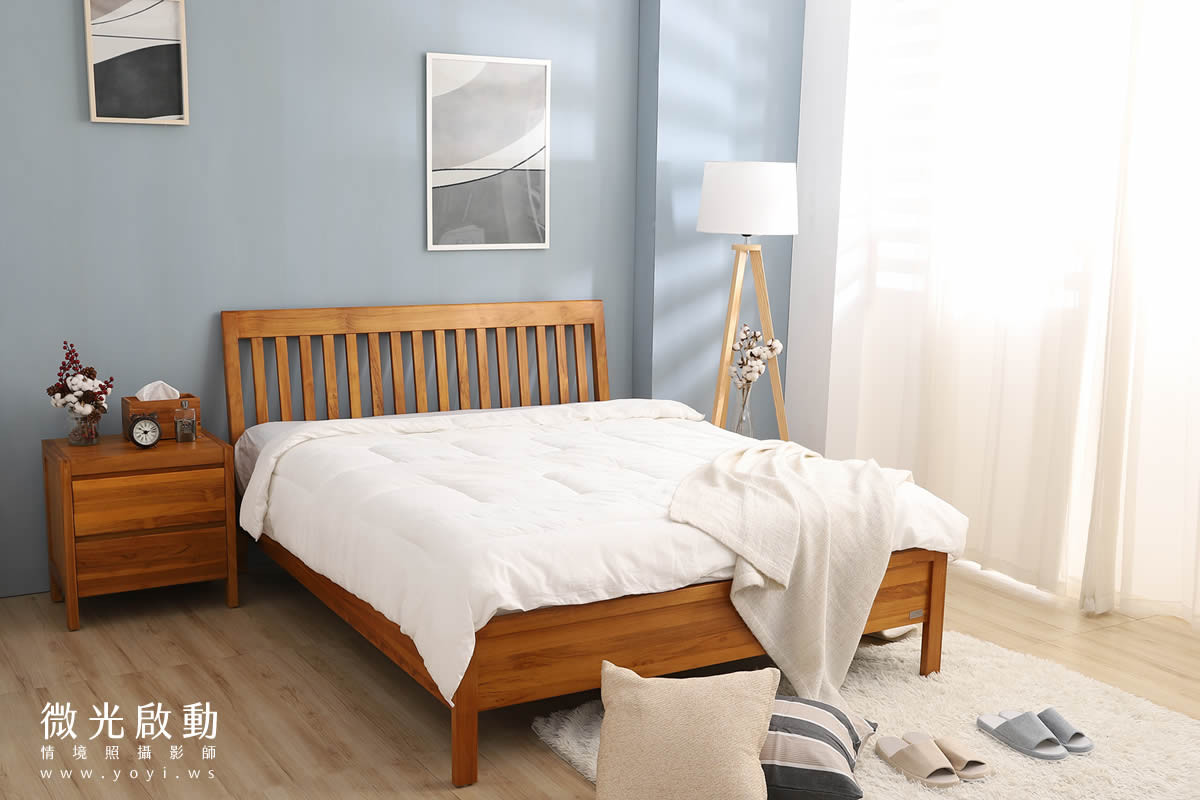 家具商品攝影｜溫潤柚木雙人床架臥室情境攝影｜歐克斯柚木 45
