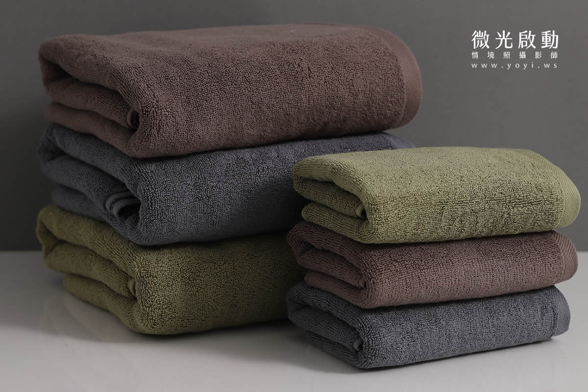 毛巾商品攝影｜質感純色毛巾疊放特寫視覺攝影｜星紅 135