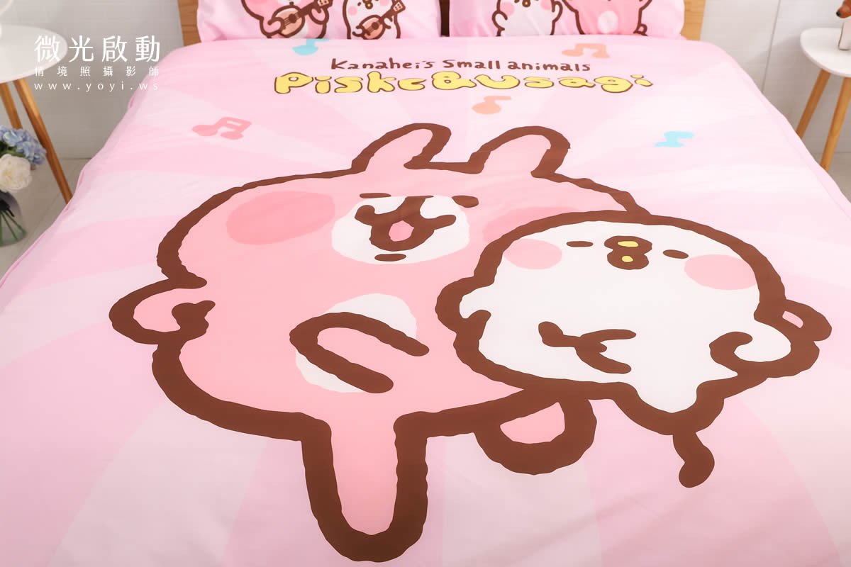 卡通聯名寢具攝影｜布丁狗童趣黃色雙人床包情境攝影 29