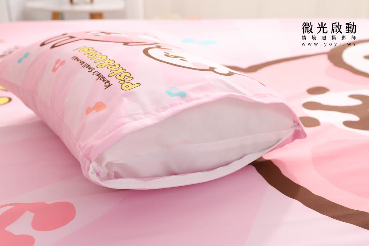 卡通聯名寢具攝影｜布丁狗童趣黃色雙人床包情境攝影 37