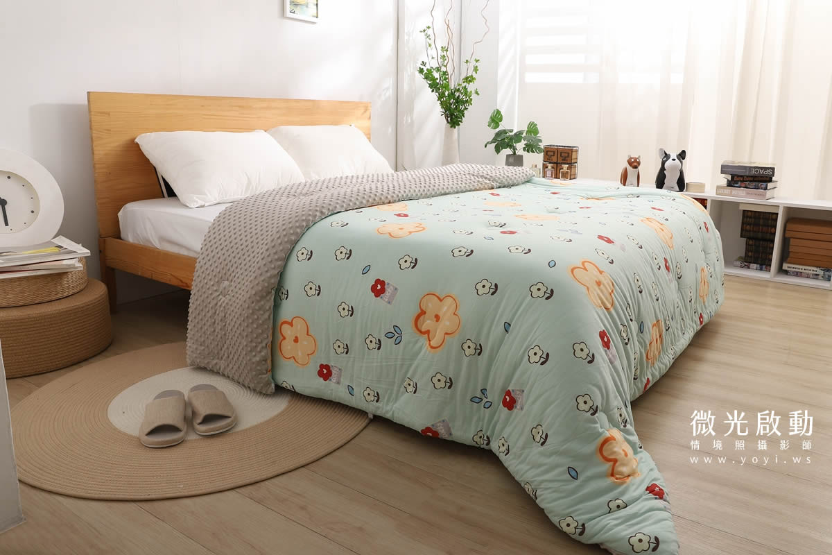 寢具商品攝影｜清新綠意圖騰雙人床包居家情境攝影｜愛利斯 9