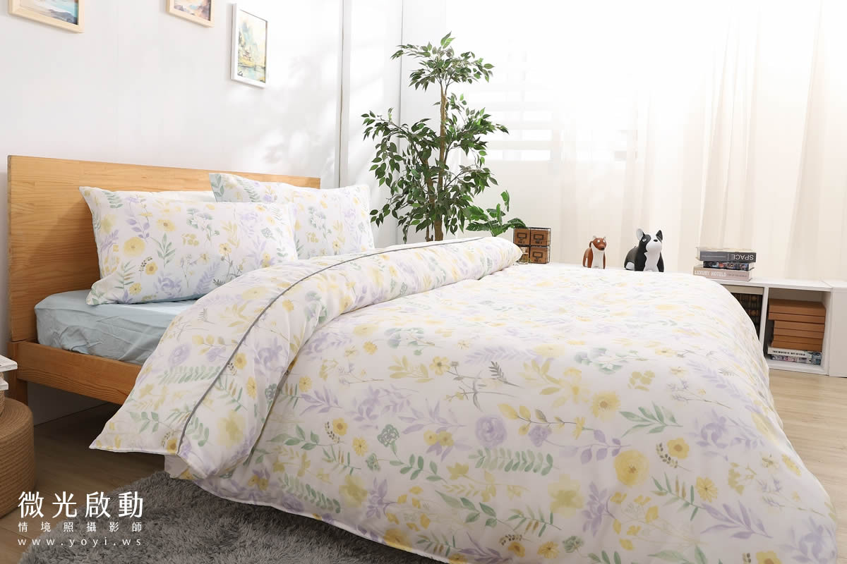 寢具商品攝影｜清新綠意圖騰雙人床包居家情境攝影｜愛利斯 21