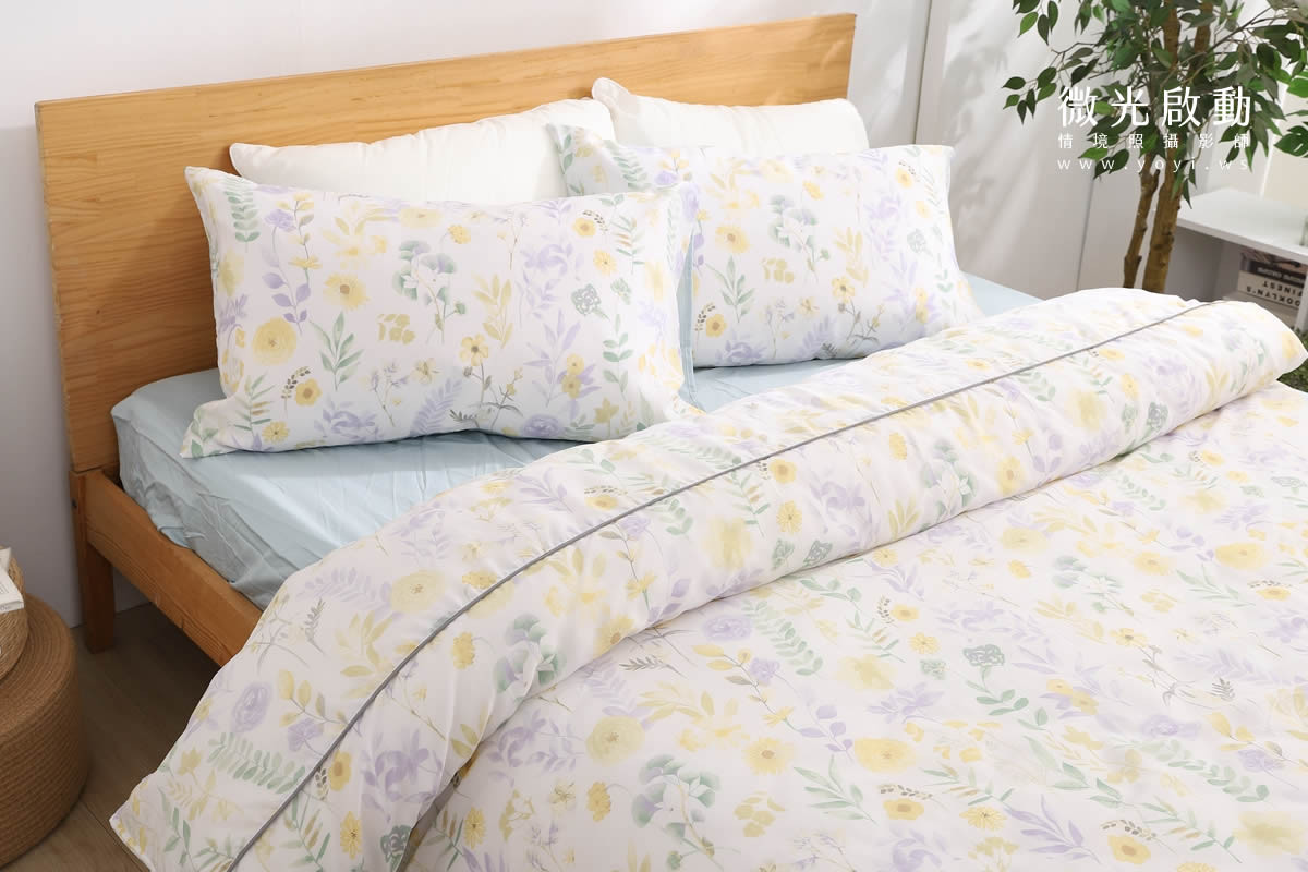 寢具商品攝影｜清新綠意圖騰雙人床包居家情境攝影｜愛利斯 25