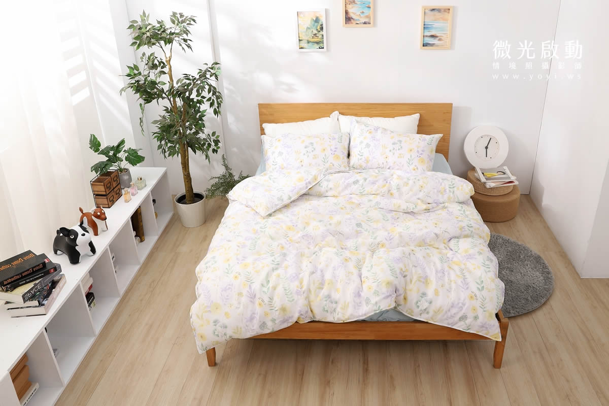 寢具商品攝影｜清新綠意圖騰雙人床包居家情境攝影｜愛利斯 37