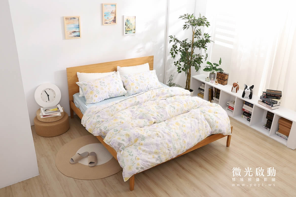 寢具商品攝影｜清新綠意圖騰雙人床包居家情境攝影｜愛利斯 41