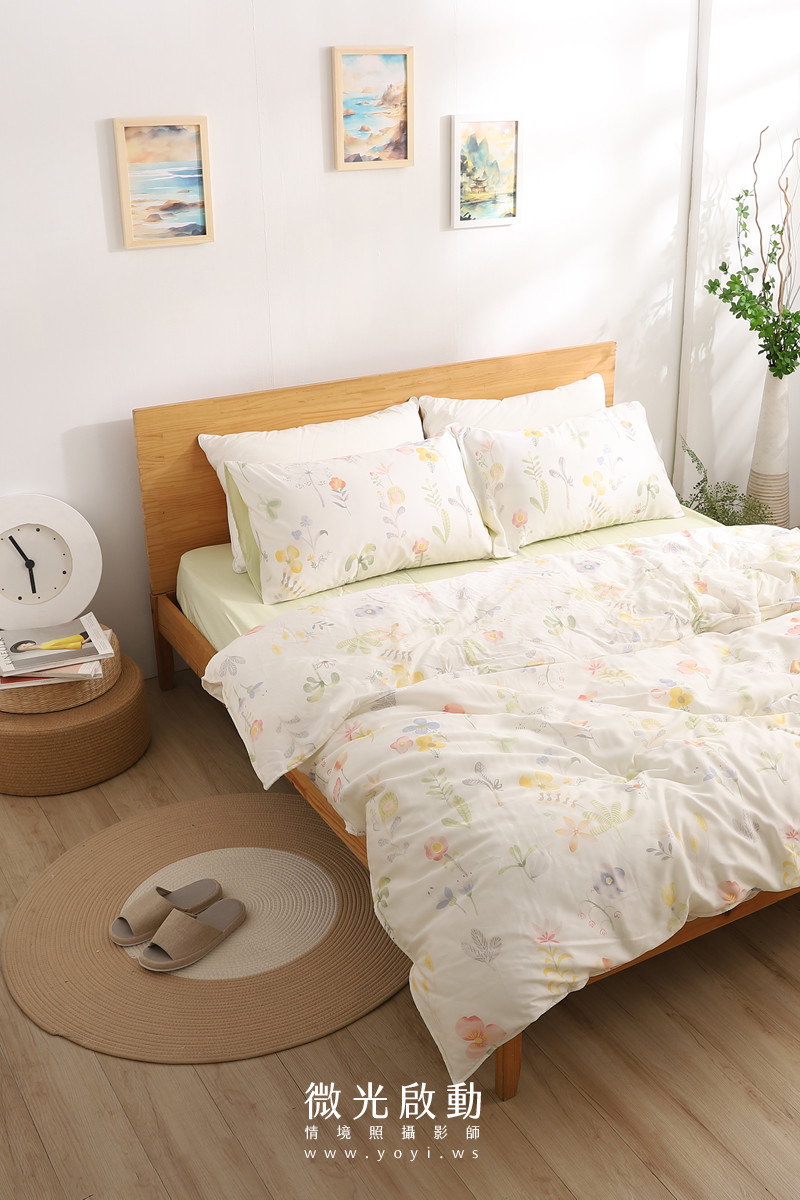 寢具商品攝影｜清新綠意圖騰雙人床包居家情境攝影｜愛利斯 43