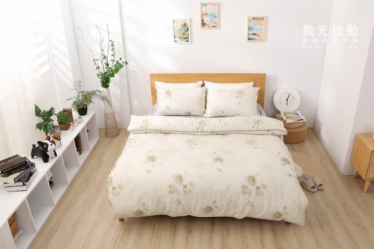 寢具商品攝影｜清新綠意圖騰雙人床包居家情境攝影｜愛利斯 53