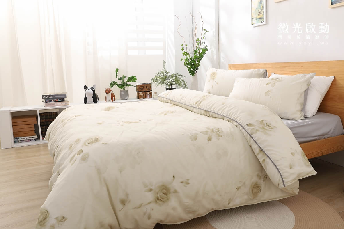 寢具商品攝影｜清新綠意圖騰雙人床包居家情境攝影｜愛利斯 55