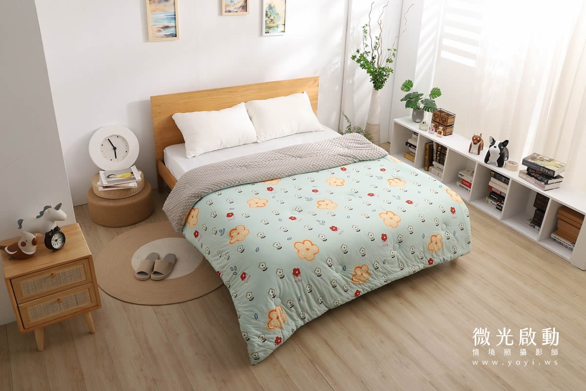 寢具商品攝影｜清新綠意圖騰雙人床包居家情境攝影｜愛利斯 61
