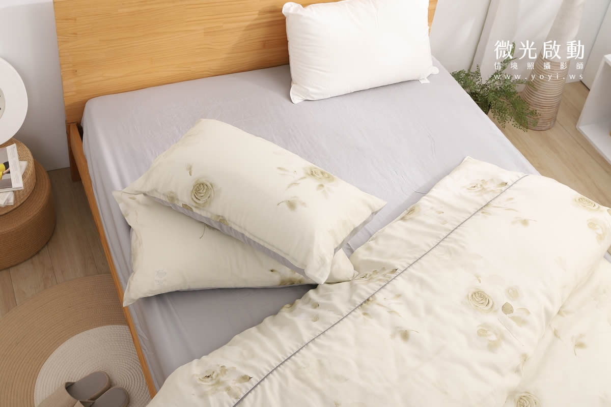 寢具商品攝影｜清新綠意圖騰雙人床包居家情境攝影｜愛利斯 69