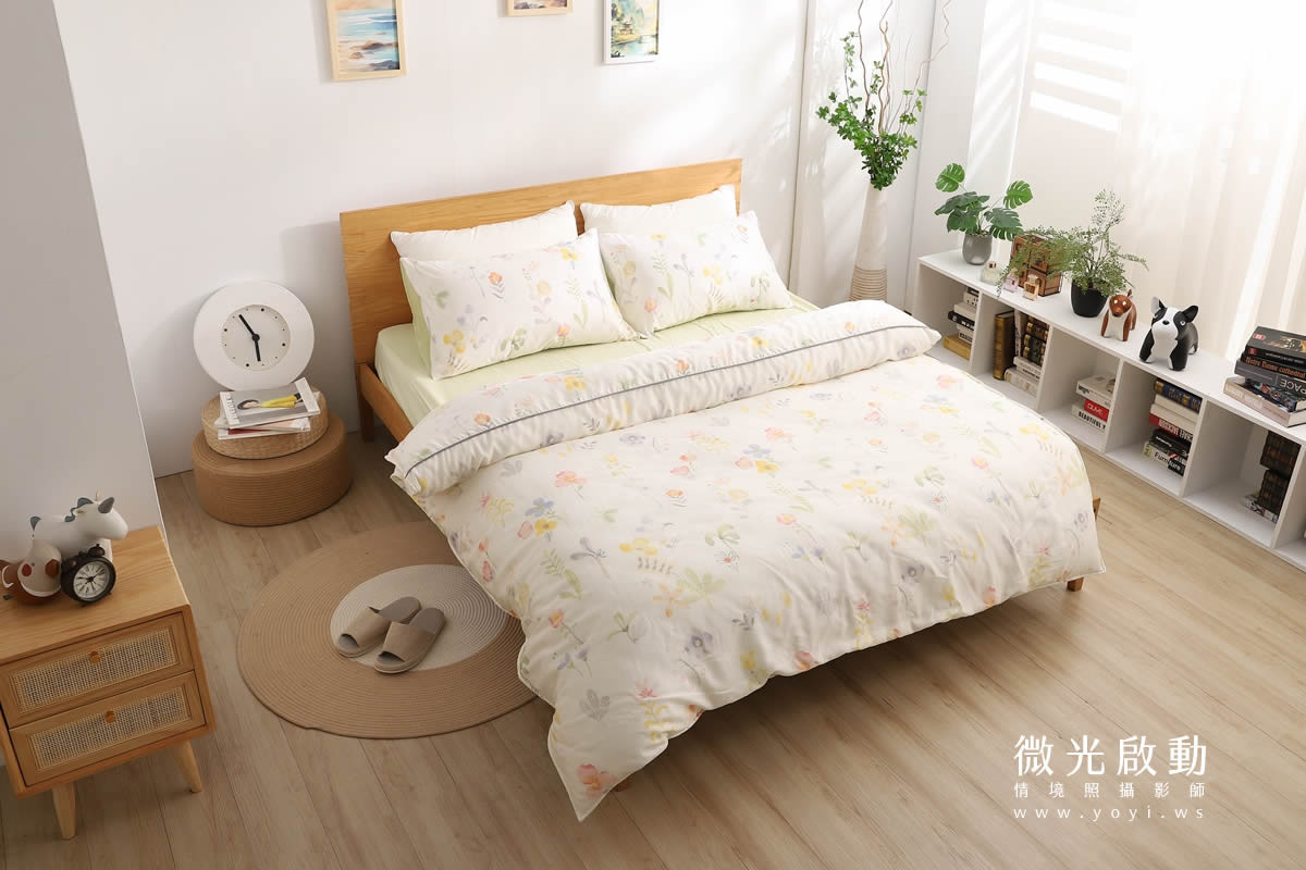 寢具商品攝影｜清新綠意圖騰雙人床包居家情境攝影｜愛利斯 73