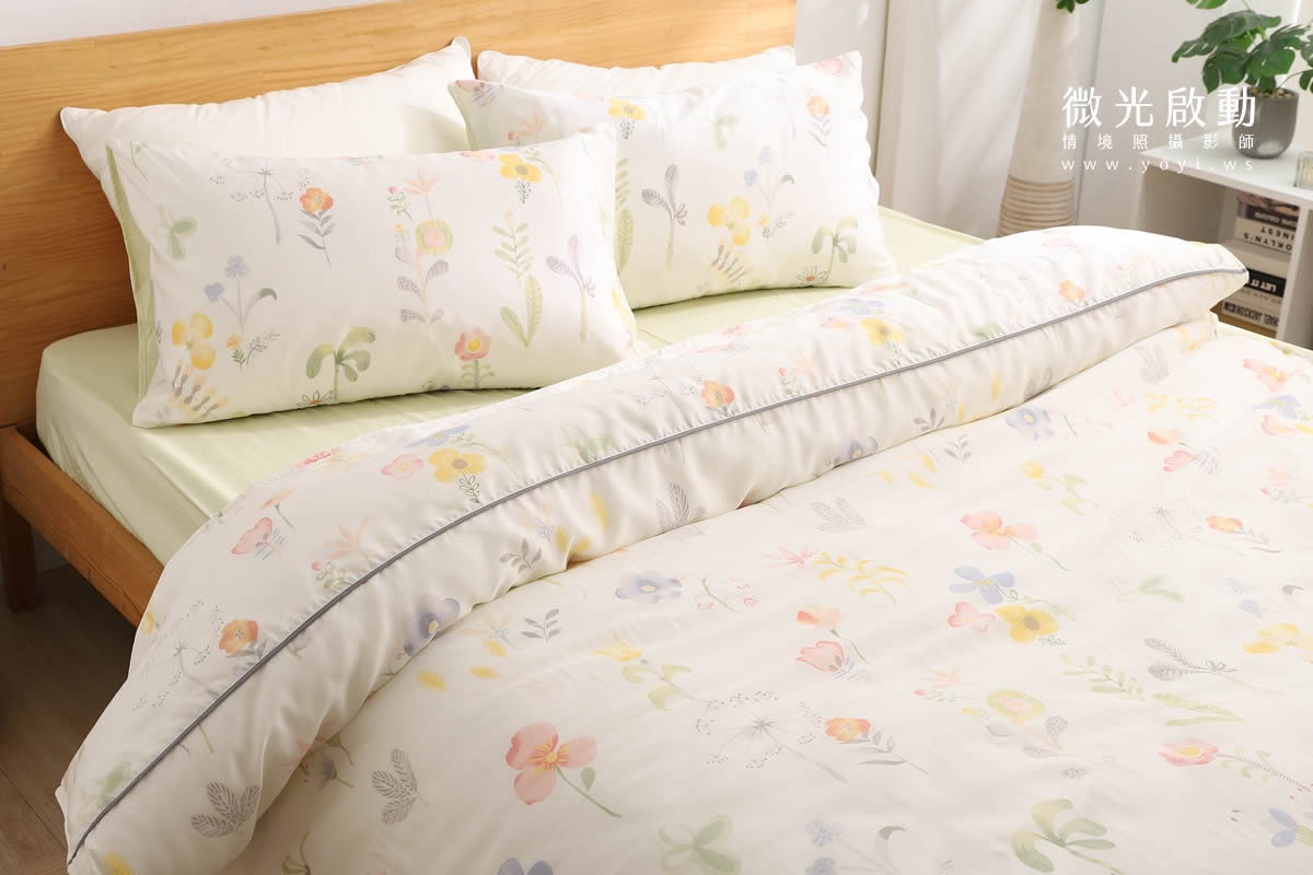 寢具商品攝影｜清新綠意圖騰雙人床包居家情境攝影｜愛利斯 83