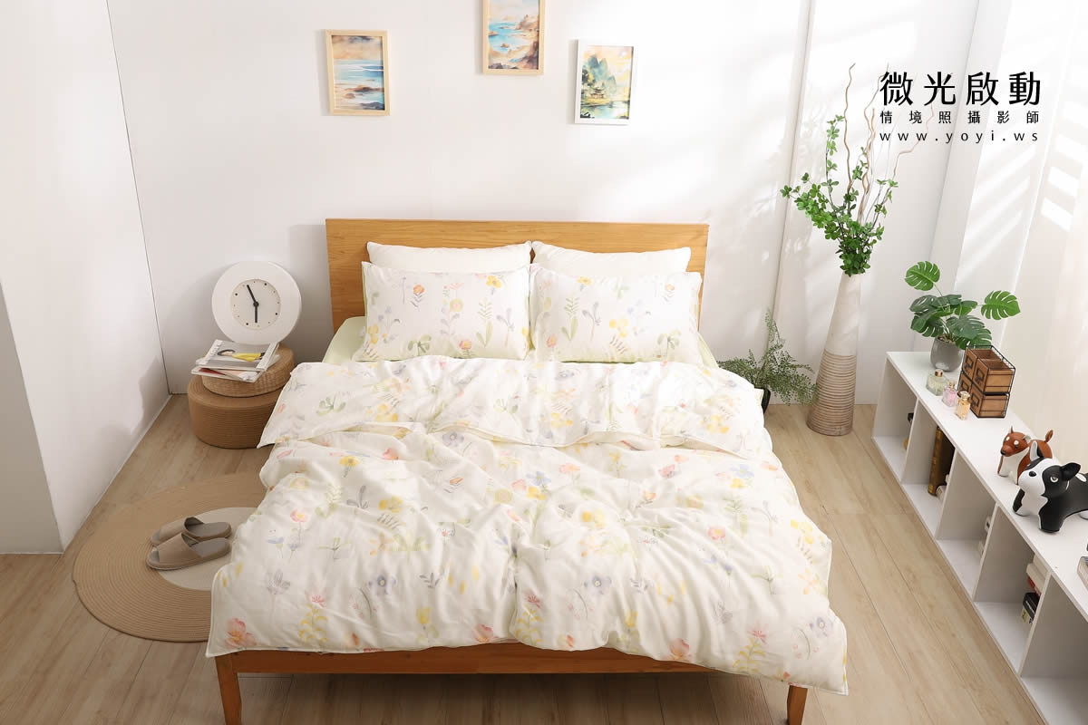 寢具商品攝影｜清新綠意圖騰雙人床包居家情境攝影｜愛利斯 87
