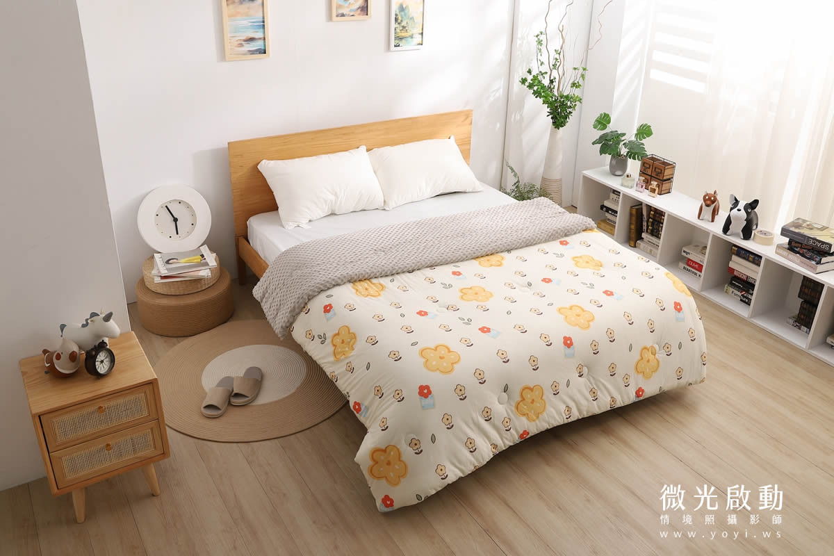 寢具商品攝影｜清新綠意圖騰雙人床包居家情境攝影｜愛利斯 121