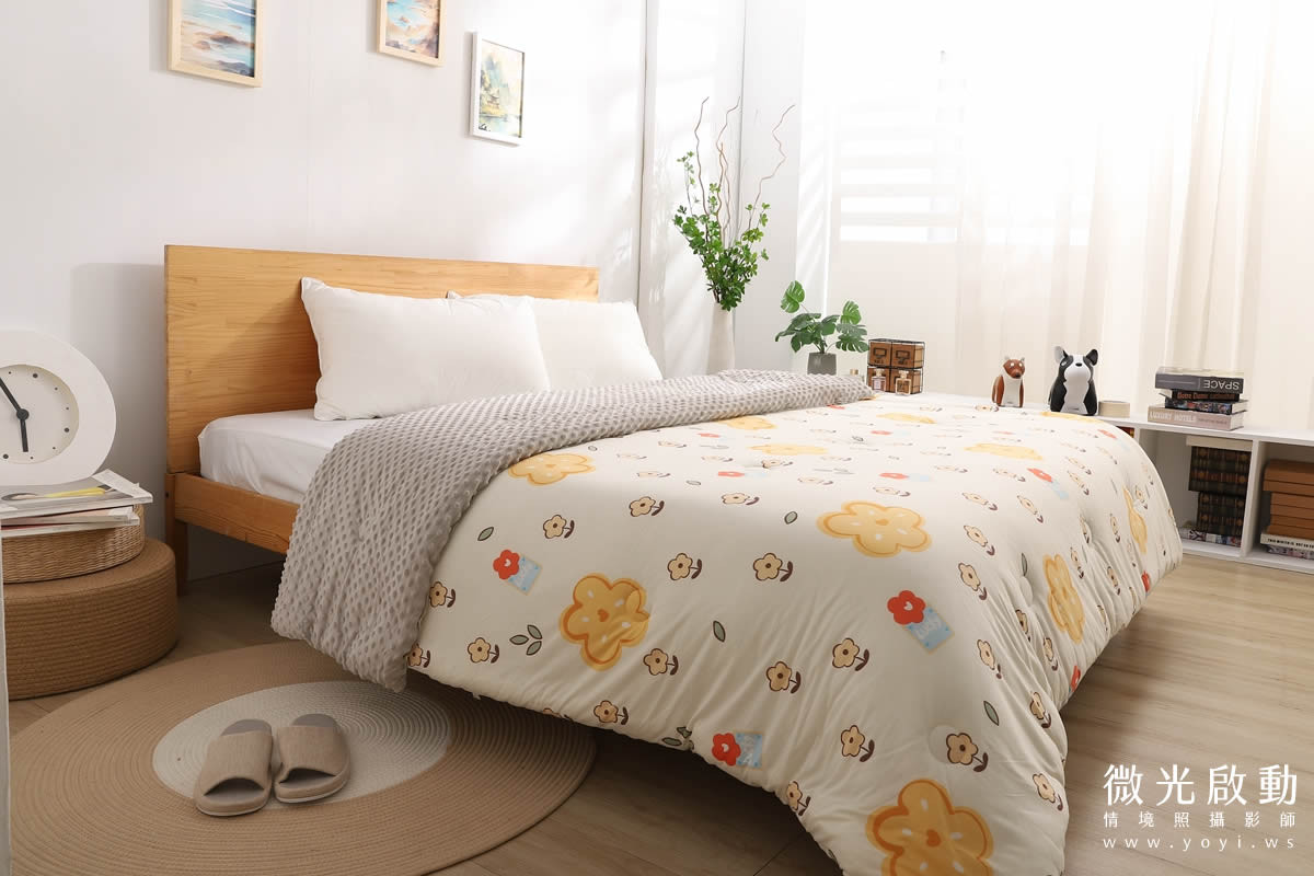 寢具商品攝影｜清新綠意圖騰雙人床包居家情境攝影｜愛利斯 123